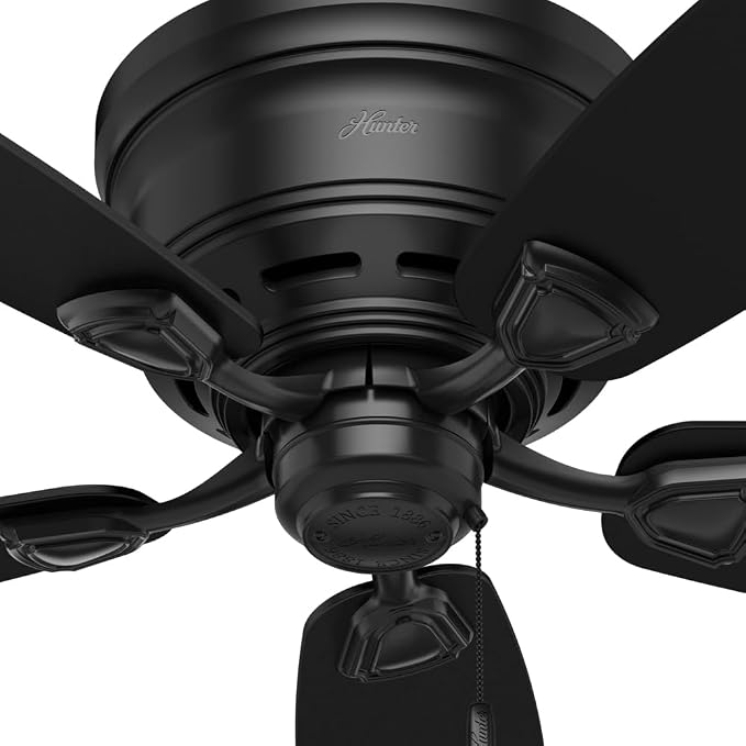 48 inch Outdoor or Indoor Ceiling Fan No Light - Low Profile Mount, Black Ceiling Fan without Light, For Patio, Porch