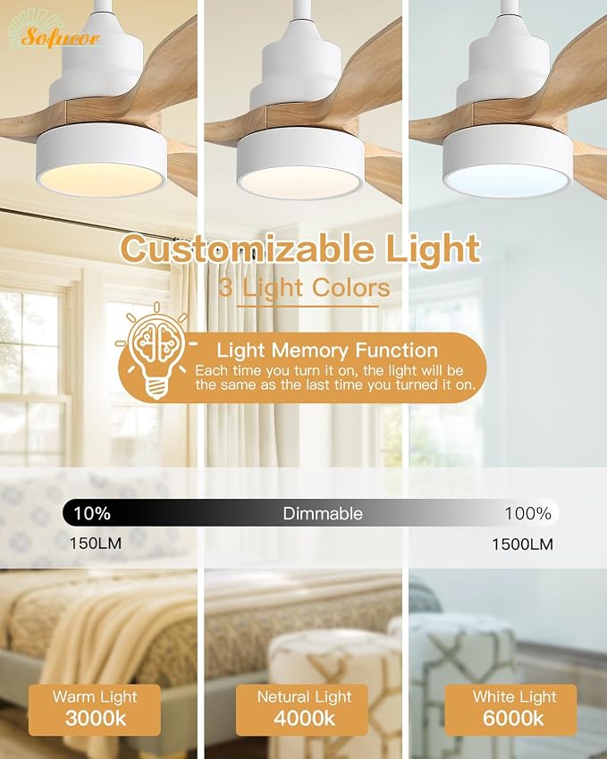 48 Inch Smart Ceiling Fans with Lights-Flush Mount & Downrod Mount Modern Outdoor Ceiling Fans with Alexa/Google