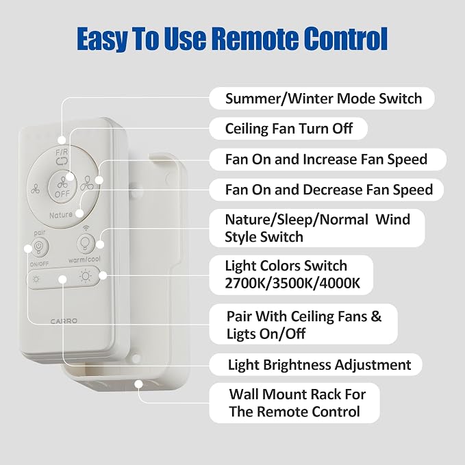 48" Low Profile Ceiling Fan with Dimmable LED Light, Modern Flush Mount Ceiling Fan with reversible DC motor, Controlled by