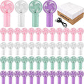 48 Pack Handheld Fan Bulk with Data Cable, USB Rechargeable Lightweight Mini Fan Individually Boxed for Party, Travel, Beach