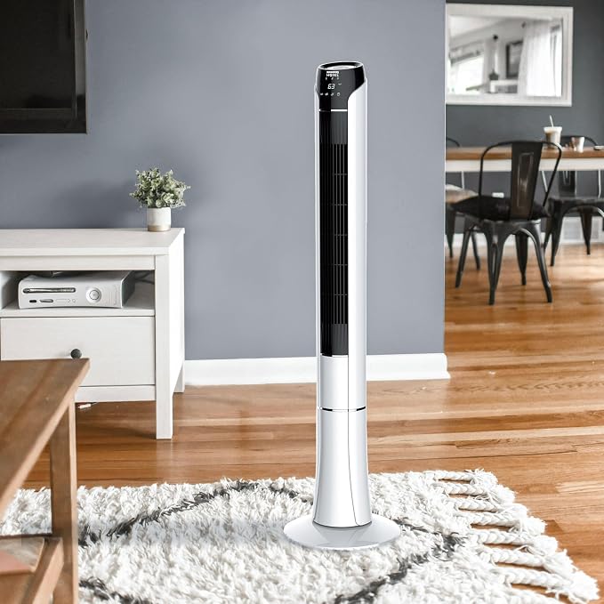 48" Tower Fan with Remote, Standing Fan for Bedroom with 3 Wind Modes and Speeds, LED Display, 15 Hour Sleep Timer, alternate