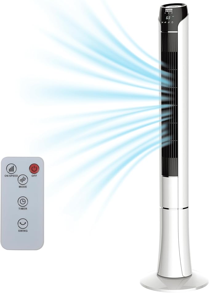 48" Tower Fan with Remote, Standing Fan for Bedroom with 3 Wind Modes and Speeds, LED Display, 15 Hour Sleep Timer, alternate