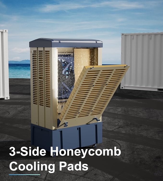 4800 CFM Swamp Cooler,41" Evaporative Air Cooler with 10.6 Gal Water Tank,3 Ice Packs,120° Swing,3 Speeds,Swamp Cooler Air