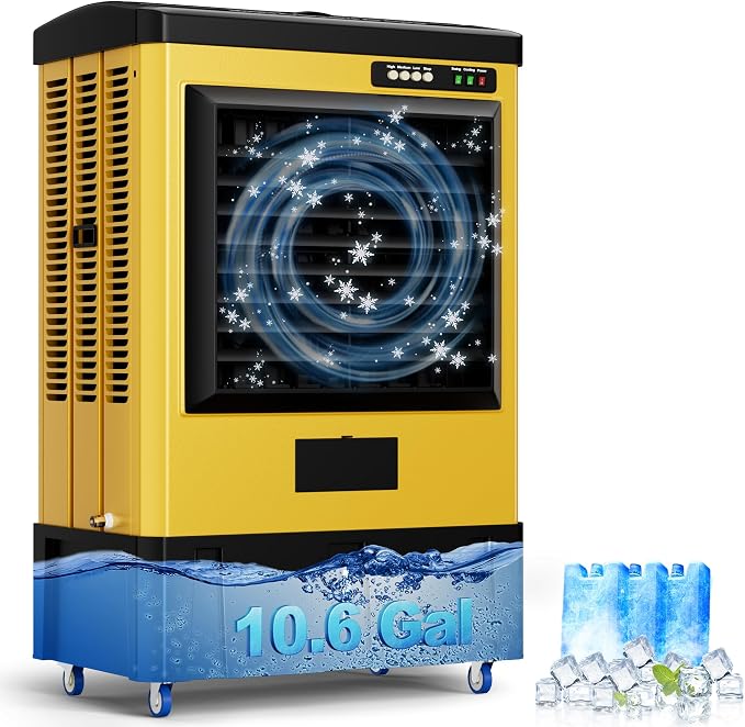 4800CFM Portable Swamp Cooler, Evaporative Air Cooler with 10.6 Gal Water Tank, Continuous Auto Fill, 3 Speeds