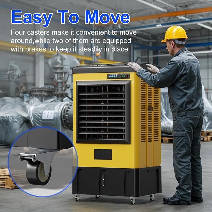 4800CFM Portable Swamp Cooler, Evaporative Air Cooler with 10.6 Gal Water Tank, Continuous Auto Fill, 3 Speeds