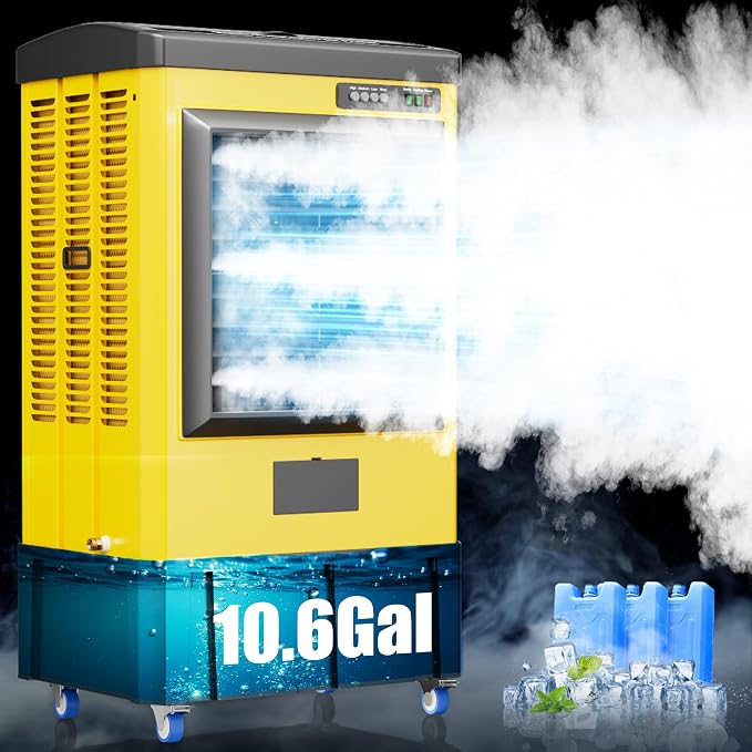 4800CFM Swamp Coolers,Portable Evaporative Air Cooler for 970 Sq.ft of Space,with Continuous Auto Fill,10.6-Gal Water