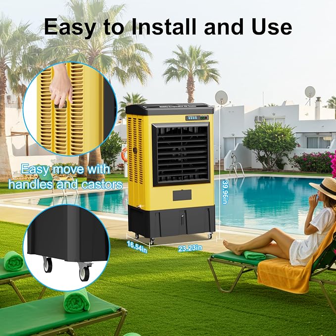4800CFM Swamp Coolers,Portable Evaporative Air Cooler for 970 Sq.ft of Space,with Continuous Auto Fill,10.6-Gal Water