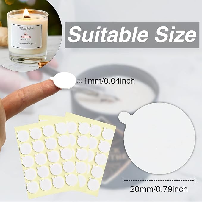 480PCS Candle Making Kit, Candle Wick Stickers, Candle Making Supplies, Double-Sided Stickers with The Little ‘‘Tail’’, Hot