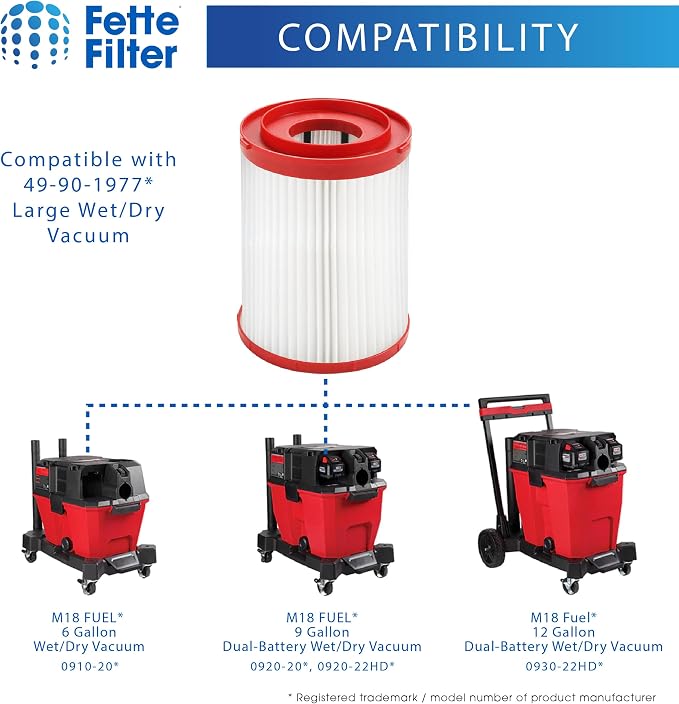 49-90-1977 Large Wet/Dry Vacuum HEPA Filter Compatible with M18 Fuel Wet/Dry Vacuums Models 0910-20, alternate view