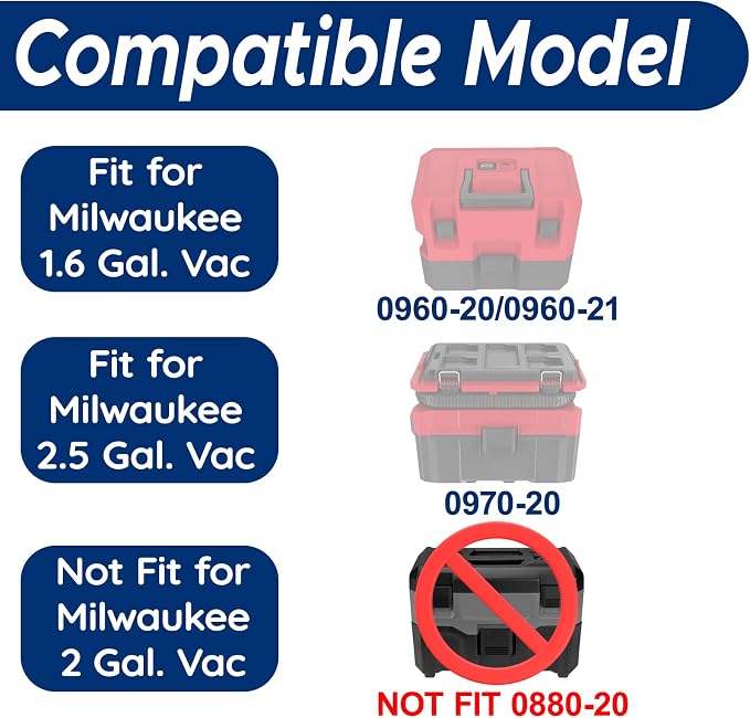 49-90-2016 Fleece Dust Bags for 0960-20, 0960-21 M12 FUEL 1.6 Gallon Wet/Dry Vacuum & 0970-20 M18 FUEL, alternate