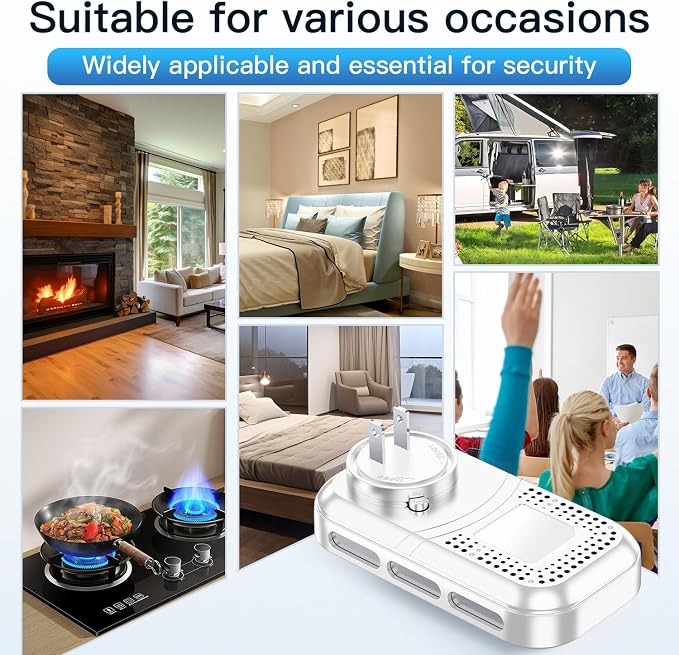 4IN1 Plug in Natural Gas & Carbon Monoxide Detectors Combination Builti-in 2000 mAh Backup Battery HD Screen [Propane