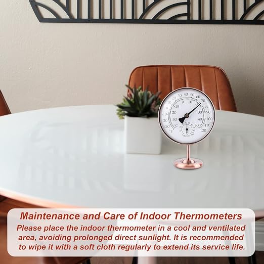 4inch/10.16cm Indoor Thermometer and Humidity Gauge, Indoor Thermometer Hygrometer Gauge with Humidity Reading Monitor Brass
