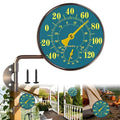 4Inch Outdoor Thermometer and Humidity Gauge Window Thermometer Solid Brass Analog Temperature Gauge with Stand No Battery