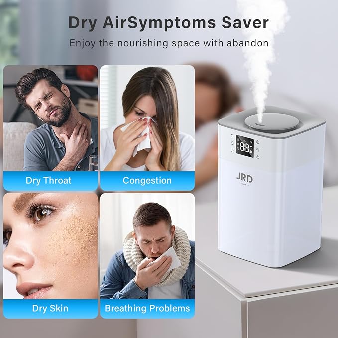 4L Humidifiers for Bedroom, Cool Mist Humidifier for Large Room, 40H Runtime, 360° Nozzle, Night Light for Home, Office