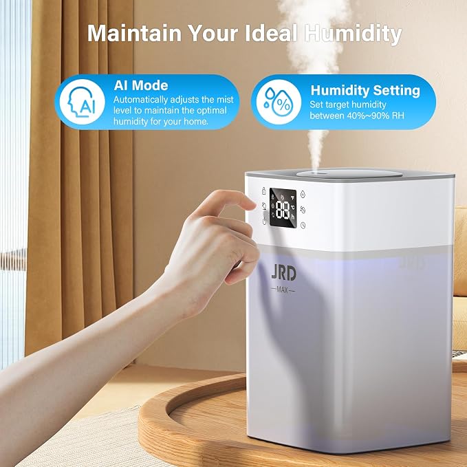4L Humidifiers for Bedroom, Cool Mist Humidifier for Large Room, 40H Runtime, 360° Nozzle, Night Light for Home, Office