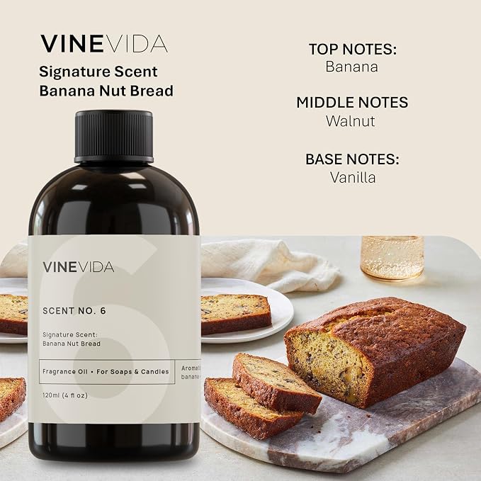 [4oz] Banana Nut Bread Fragrance Oil for Soap Making Scents for Candle Making, Perfume Oils, Soy Candles, Bath Bombs, Massage