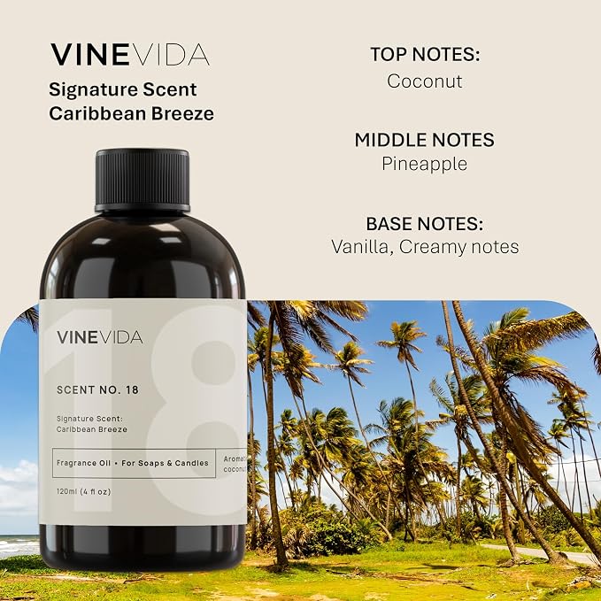 [4oz] Caribbean Breeze Fragrance Oil for Candle Making - Made in USA Scents for Soap Making - Natural Candle Fragrance Oil