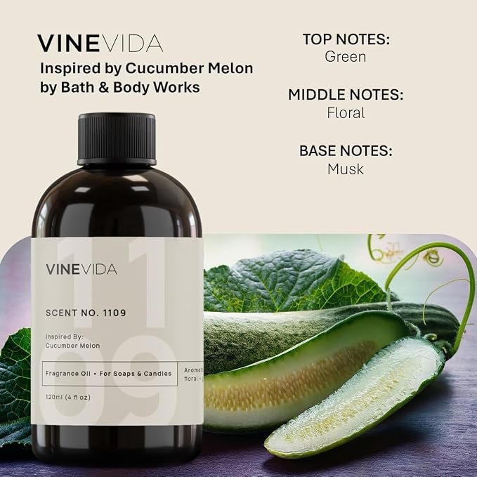 [4oz] Cucumber Melon Fragrance Oil for Candle Making and Soap Making - Premium Candle Scents for Soy Candles, alternate