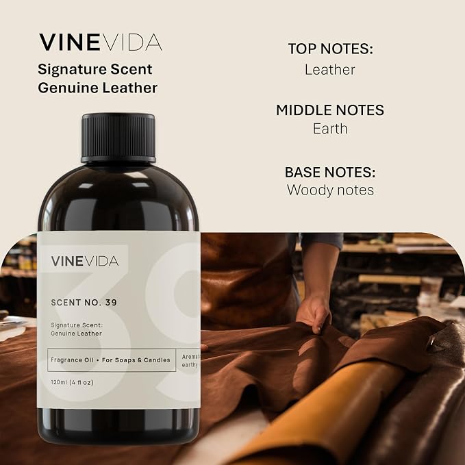 [4oz] Genuine Leather Fragrance Oil for Candle Making and Soap Making - Premium Candle Scents for Soy Candles, alternate