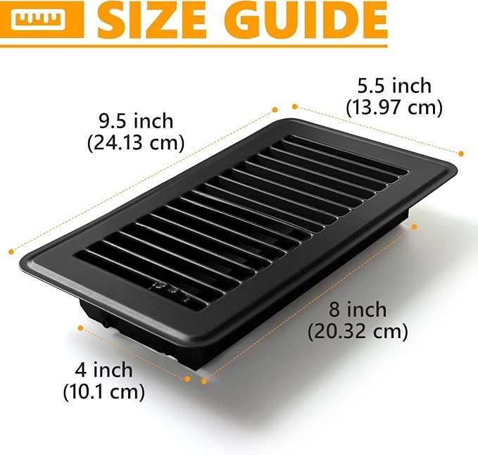 4Pack Floor Vent Covers, Floor Register 4" x 8", Adjustable Decorative Vent Covers for Home Floor, Ceiling or Sidewall Vent