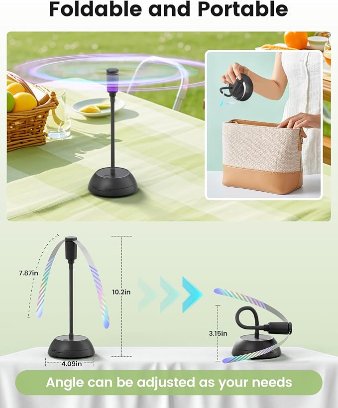 4Pack Food Fan for Table, AA Battery Powered, Portable Fan with Flexible Gooseneck and Soft Blades, Soundless Table Fan for