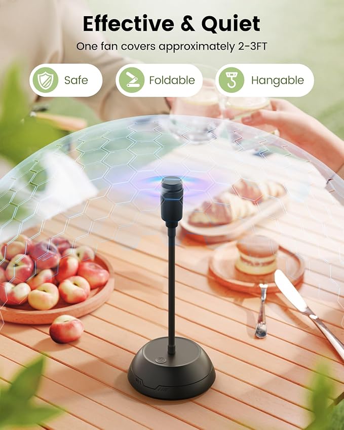 4Pack Food Fan for Table, AA Battery Powered, Portable Fan with Flexible Gooseneck and Soft Blades, Soundless Table Fan for