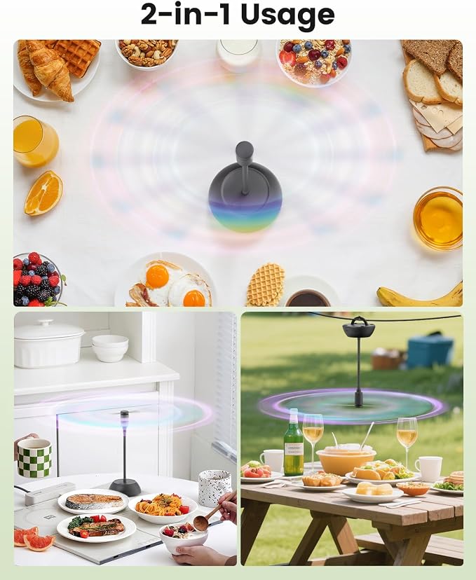 4Pack Food Fan for Table, AA Battery Powered, Portable Fan with Flexible Gooseneck and Soft Blades, Soundless Table Fan for