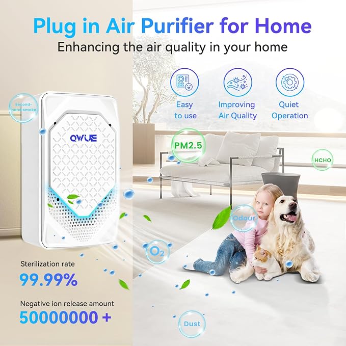 4Pack Plug in Air Ionizer, Negative Ion Air Purifier Plug In, Mini Filterless Air Freshener Quiet Air Cleaner Portable Air