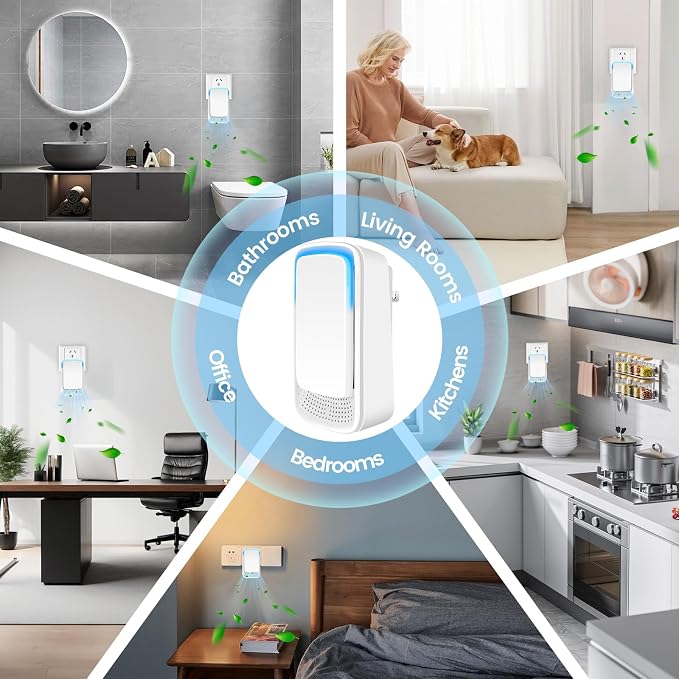4Pack Plug In Air Purifier for Home Mini Ionic Air Purifier for Small Room Quiet Working Air Ionizers for Home,Office