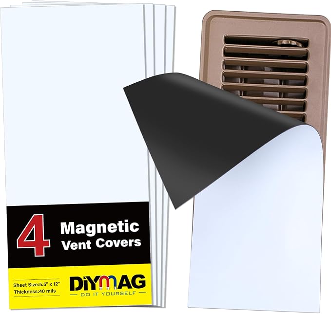 4Pack Strong Magnetic Vent Covers, Magnets for Home Floor Standard Air Register, 5.5" x 12" Magnetics for Floors