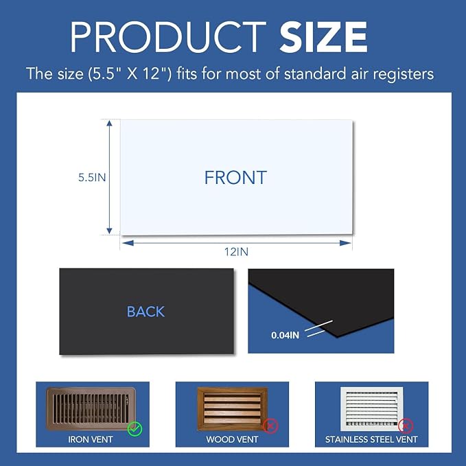 4Pack Strong Magnetic Vent Covers, Magnets for Home Floor Standard Air Register, 5.5" x 12" Magnetics for Floors, alternate