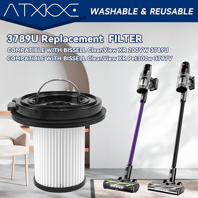 4Pack XR Filter Replacement for Cleanview XR 200W/ Cleanview XR Pet 300W Stick Cordless Vacuum Cleaner 3789U 3789X