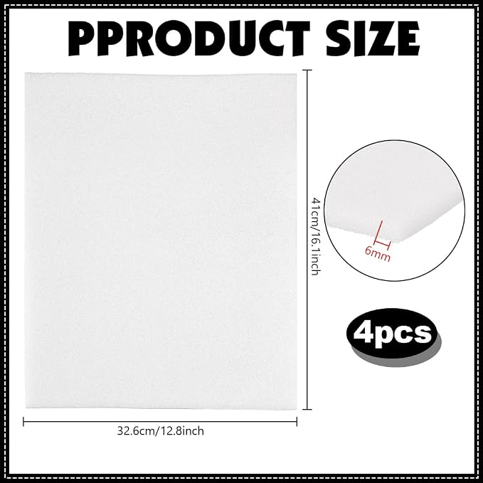 4pcs Air Conditioner Filter Pad 16" x 12.8" x 1/4" Air Purifier Filters Cut to Fit Foam Pad White Deodorizing, alternate