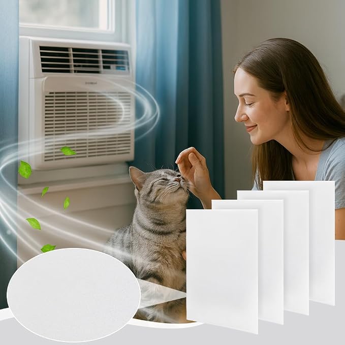 4pcs Air Conditioner Filter Pad 16" x 12.8" x 1/4" Air Purifier Filters Cut to Fit Foam Pad White Deodorizing, alternate