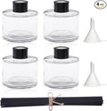 4PCS Fragrance Glass Diffuser Bottles, Refillable Diffuser Bottles with 20pcs Reeds Sticks & Black Caps & Funnel, product