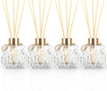 4Pcs Reed Diffuser Set with Metal Golden Decoration, 3.5oz Empty Reed Diffuser Bottles with 20Pcs Reed Diffuser Sticks