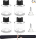 4PCS Refillable Fragrance Glass Diffuser Bottles with 20pcs Reeds Sticks & Black Caps & Funnel, product image