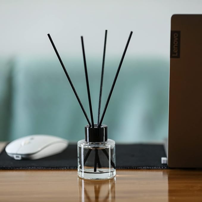 4PCS Refillable Fragrance Glass Diffuser Bottles with 20pcs Reeds Sticks & Black Caps & Funnel, alternate product view 4