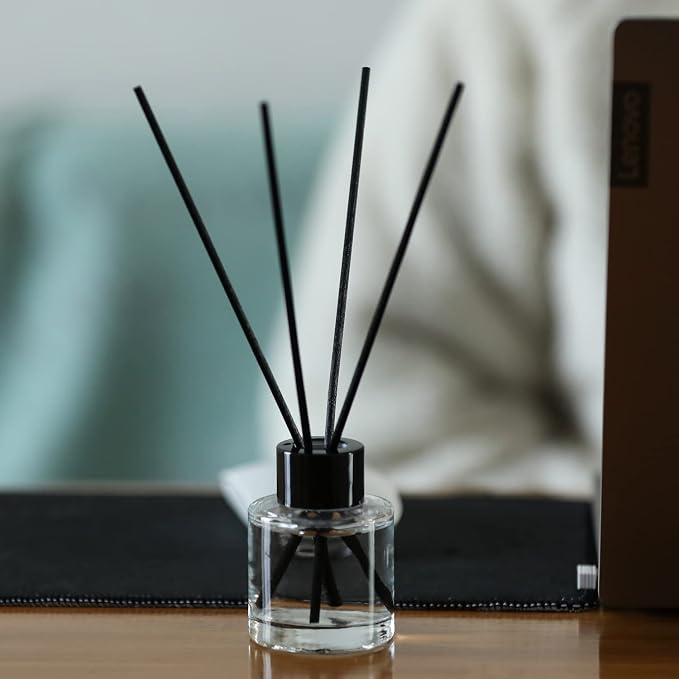 4PCS Refillable Fragrance Glass Diffuser Bottles with 20pcs Reeds Sticks & Black Caps & Funnel, alternate product view 5