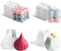 4Pcs Silicone Bubble Candle Molds Set for Making, 3D Cube Mold for Soy Wax, Soap, DIY Scented Candles, Cake 4Pcs 2.4 inches