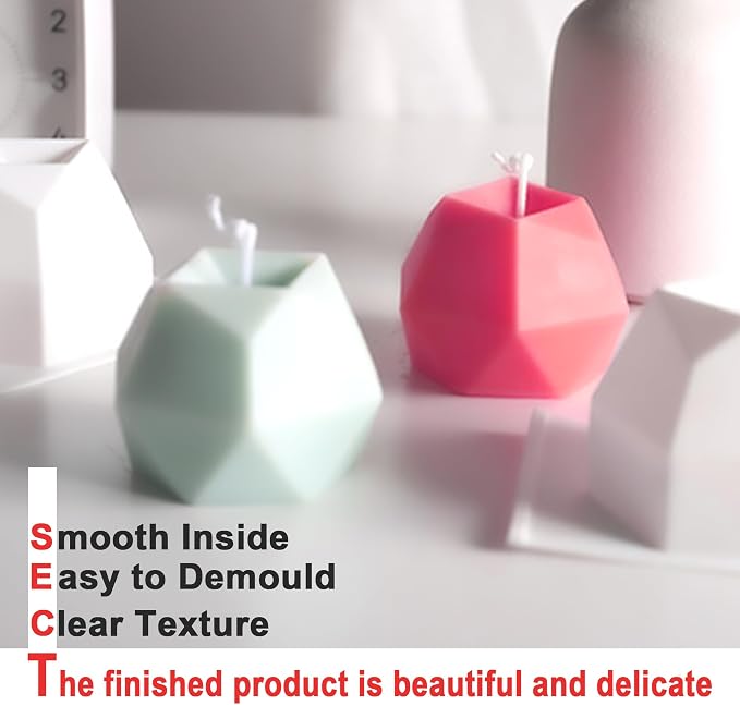 4Pcs Silicone Bubble Candle Molds Set for Making, 3D Cube Mold for Soy Wax, Soap, DIY Scented Candles, Cake 4Pcs 2.4 inches