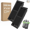 4x10 Floor Register (2 Pack) – 2 Way Airflow, Heavy Duty Steel Walkable Floor Vent Cover with Removable Mesh Filter, Dust &