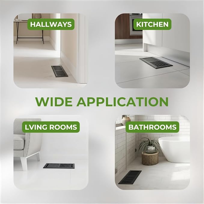4x10 Floor Register (2 Pack) – 2 Way Airflow, Heavy Duty Steel Walkable Floor Vent Cover with Removable Mesh Filter, Dust &