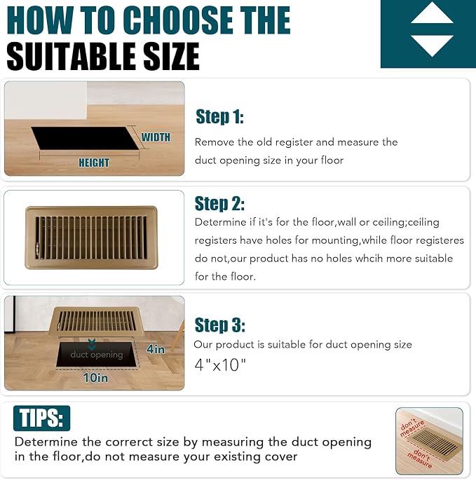 4x10 Floor Register, Brown Floor Vent Covers,Heavy Duty Steel Walkable Floor Vents,Vent Covers for Home Floor, alternate
