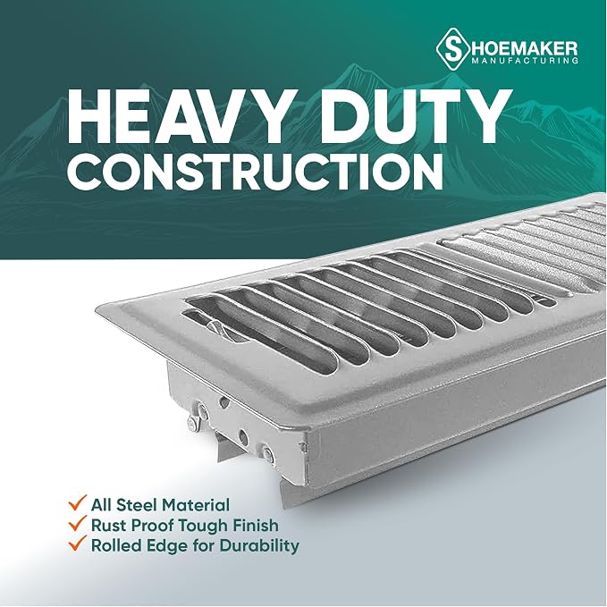 4x10 Floor Register – Cement Gray Heavy Duty Metal Floor Vent Cover for Home Floors - Premium Forced Air Vent Covers