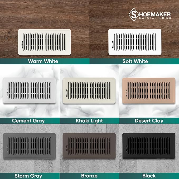 4x10 Floor Register – Cement Gray Heavy Duty Metal Floor Vent Cover for Home Floors - Premium Forced Air Vent Covers