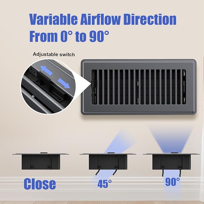 4x10 Floor Register, Floor Vent Covers for Home Floor, Sidewall, Heavy Duty Steel Walkable Floor Grates, Adjustable Air Vent