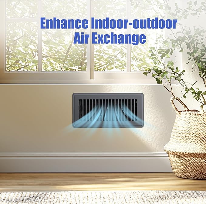4x10 Floor Register, Floor Vent Covers for Home Floor, Sidewall, Heavy Duty Steel Walkable Floor Grates, Adjustable Air Vent