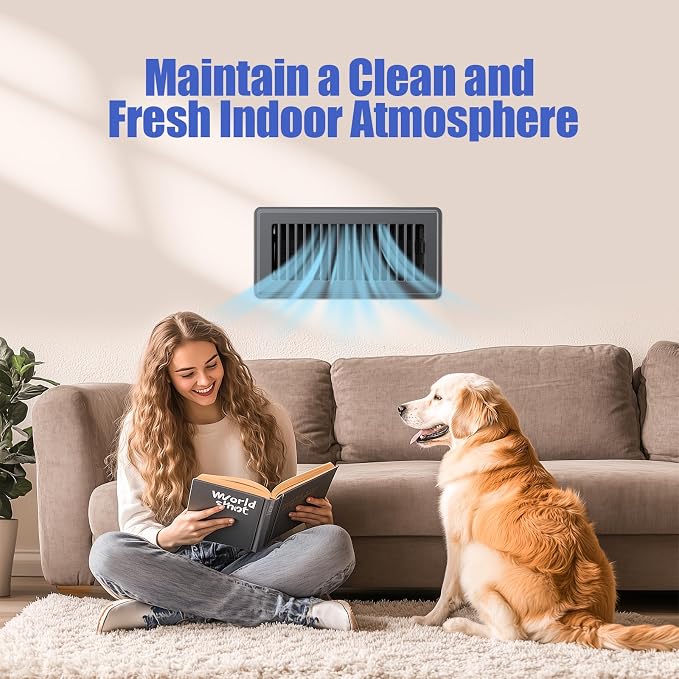 4x10 Floor Register, Floor Vent Covers for Home Floor, Sidewall, Heavy Duty Steel Walkable Floor Grates, Adjustable Air Vent