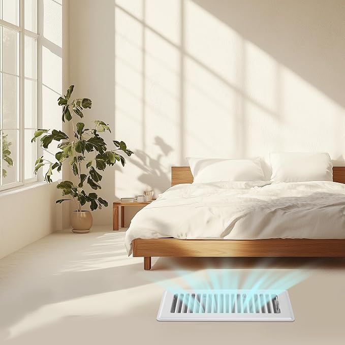 4x10 Floor Register White, Floor Vent Covers for Home Floor, Sidewall, Heavy Duty Steel Walkable Floor Grates, Adjustable Air